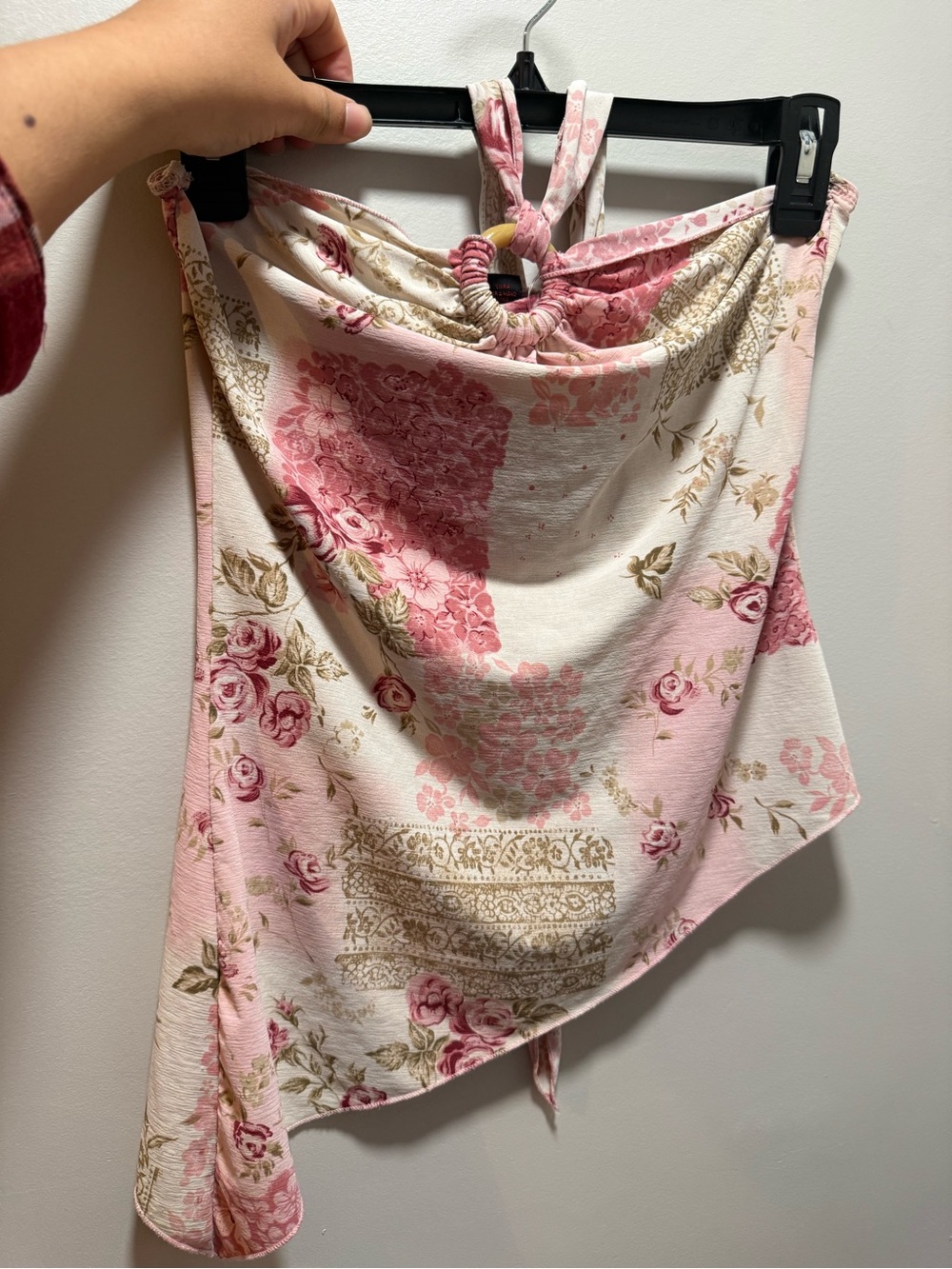 Floral Pink Halter-Neck Women’s Blouse
